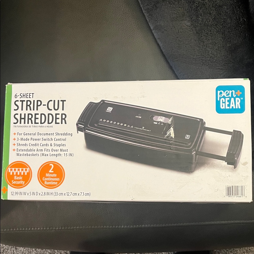 Pen + Gear Black Strip-Cut Shredder New Open Box